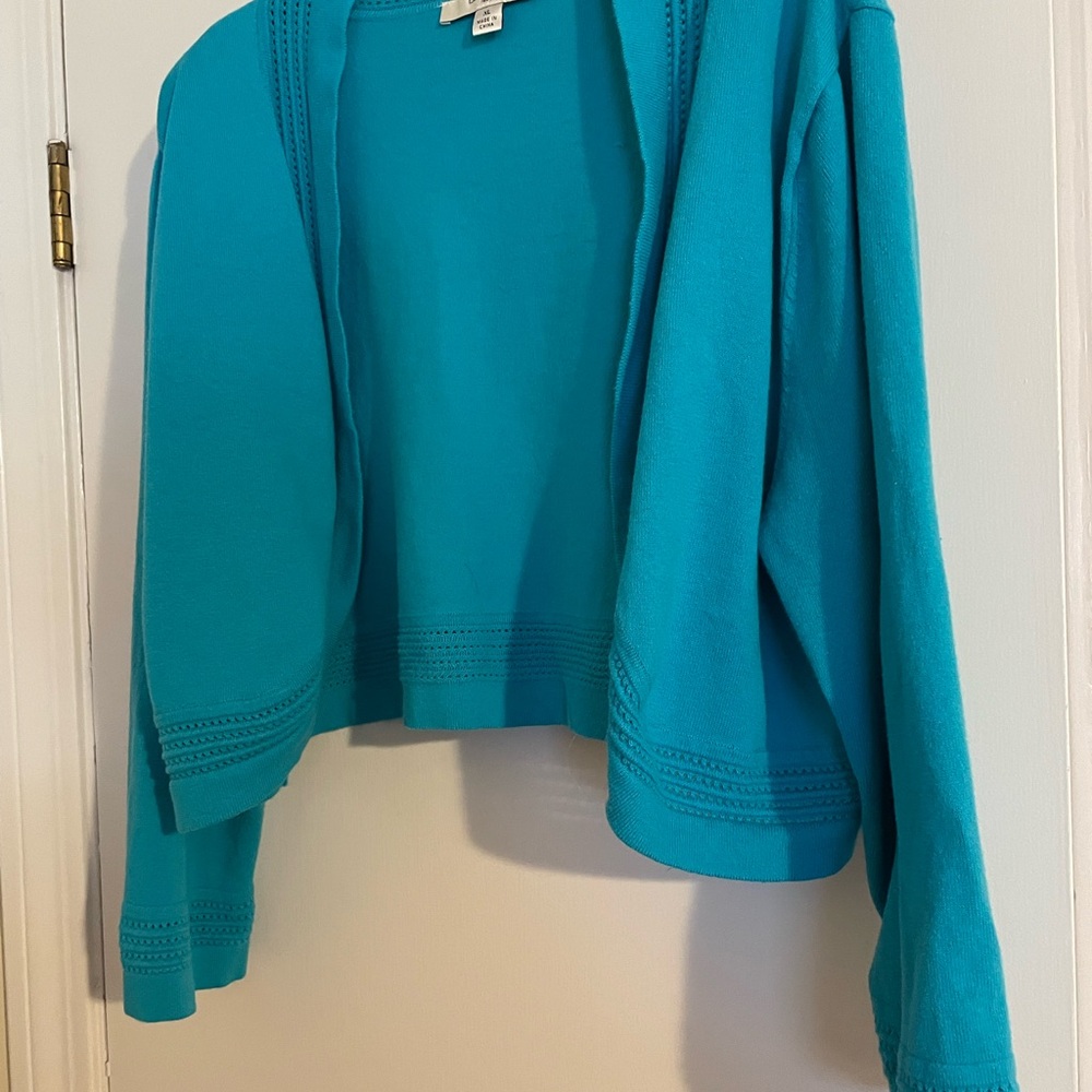 Liz Claiborne aqua Blue cropped Cardigan